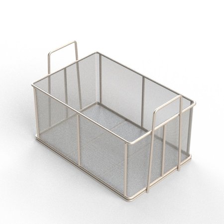 ANYSIZEBASKET Rectangular Wire Mesh Basket: 18Lx12Wx9H, 304 SS, 5/16 Rod Frame, Stacking Handles, Mesh: 30 x .012 TMT-180120090-A30S